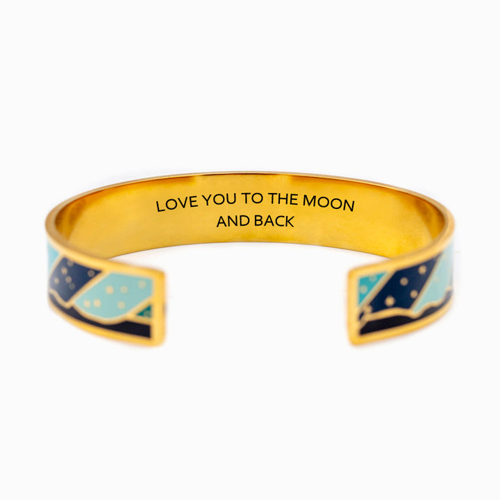 Titanium steel love bracelet with engraved message - I love you to the moon and back"