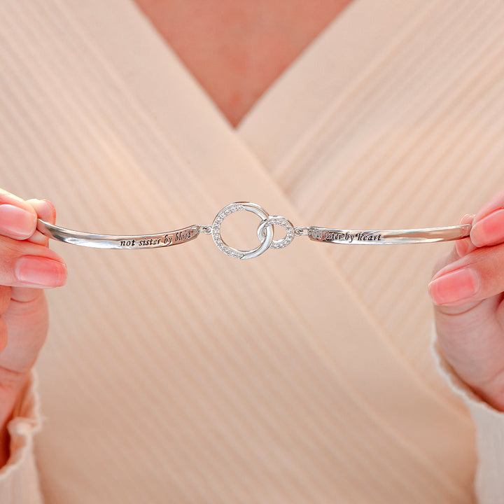 To My Best Friend "Not Sisters By Blood But Sisters By Heart" Double Ring Bracelet