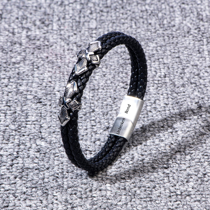 To My Son "It's a soul connection that never dies." Leather Braided Bracelet