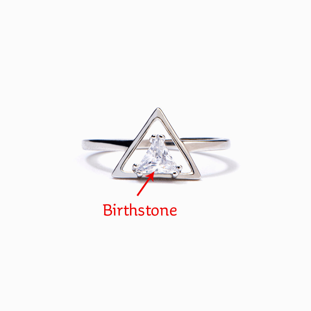 [Custom Birthstone] To My Daughter "Always have you in my heart" Triangle Ring