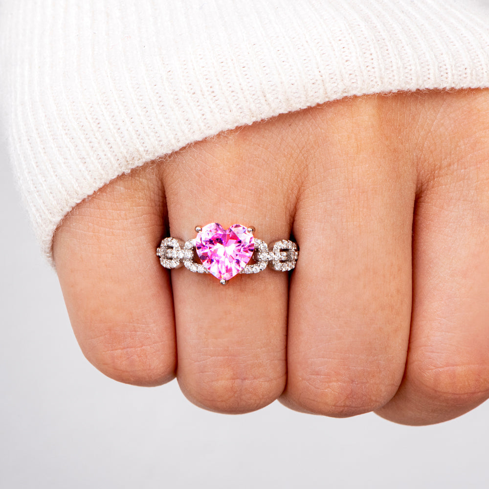 To My  Daughter "You fill my heart with love" Pink Heart Ring