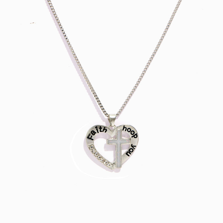 To My Daughter "Have Faith" Cross Heart Necklace