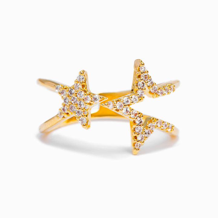 To My Granddaughter "Love you to the moon and back" Double Star Ring