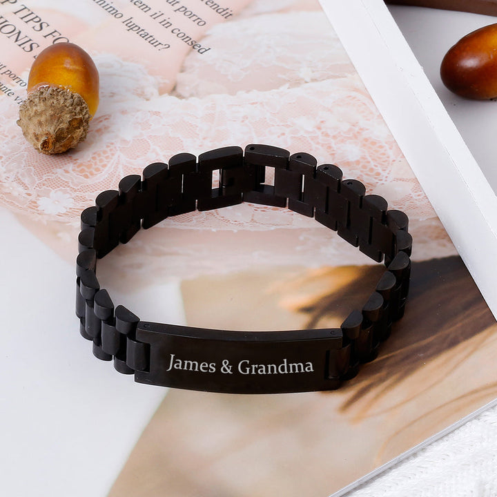 [Custom Name] To My Grandson "Forever Love" Men's Bracelet