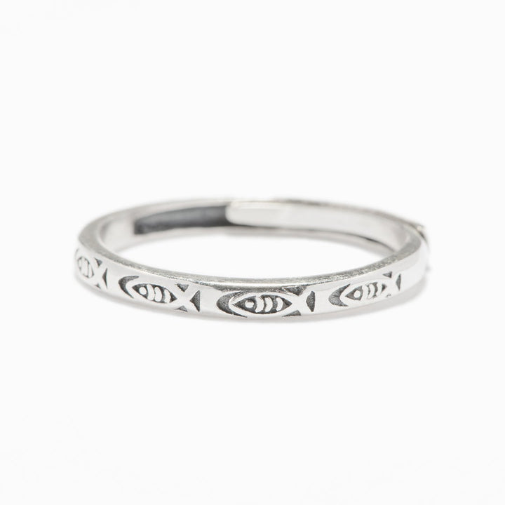 "Let your hook always be cast." S925 Sterling Silver Adjustable Ring