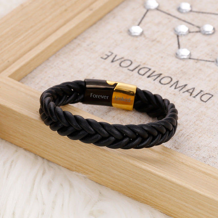 To My Son "A link that can never be undone" Leather Braided Bracelet