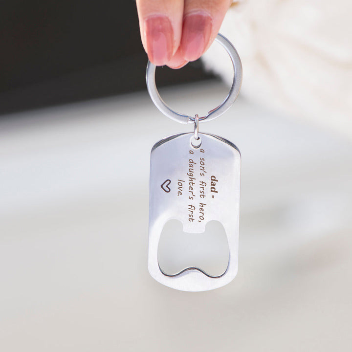 To My Father "A dad is a son's first hero and daughter's first love." Key Holder Ring