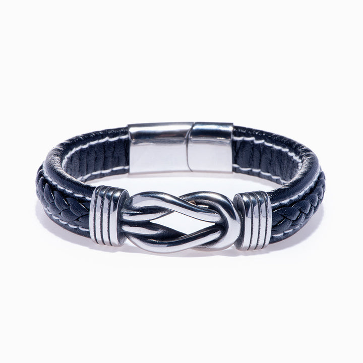 To My Grandson "Grandmother and Grandson Forever Linked Together" Leather Braided Bracelet