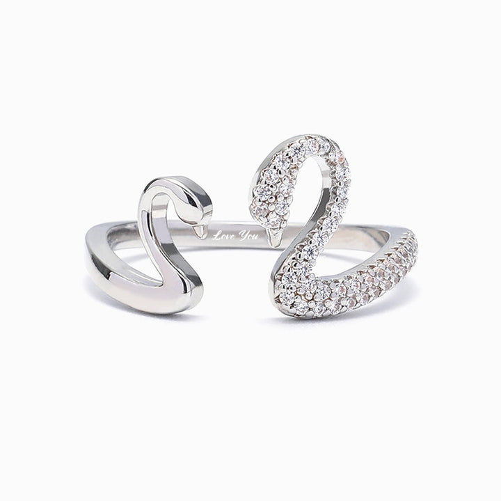 To My Granddaughter "Love you" Double Swan Ring