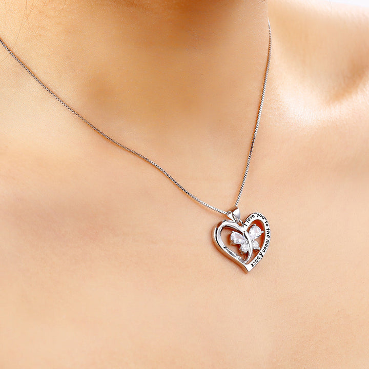 To My Granddaughter "I love you to the moon and back." Heart Necklace