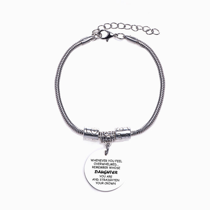 To My Daughter "STRAIGHTEN YOUR CROWN" Charm Bracelet