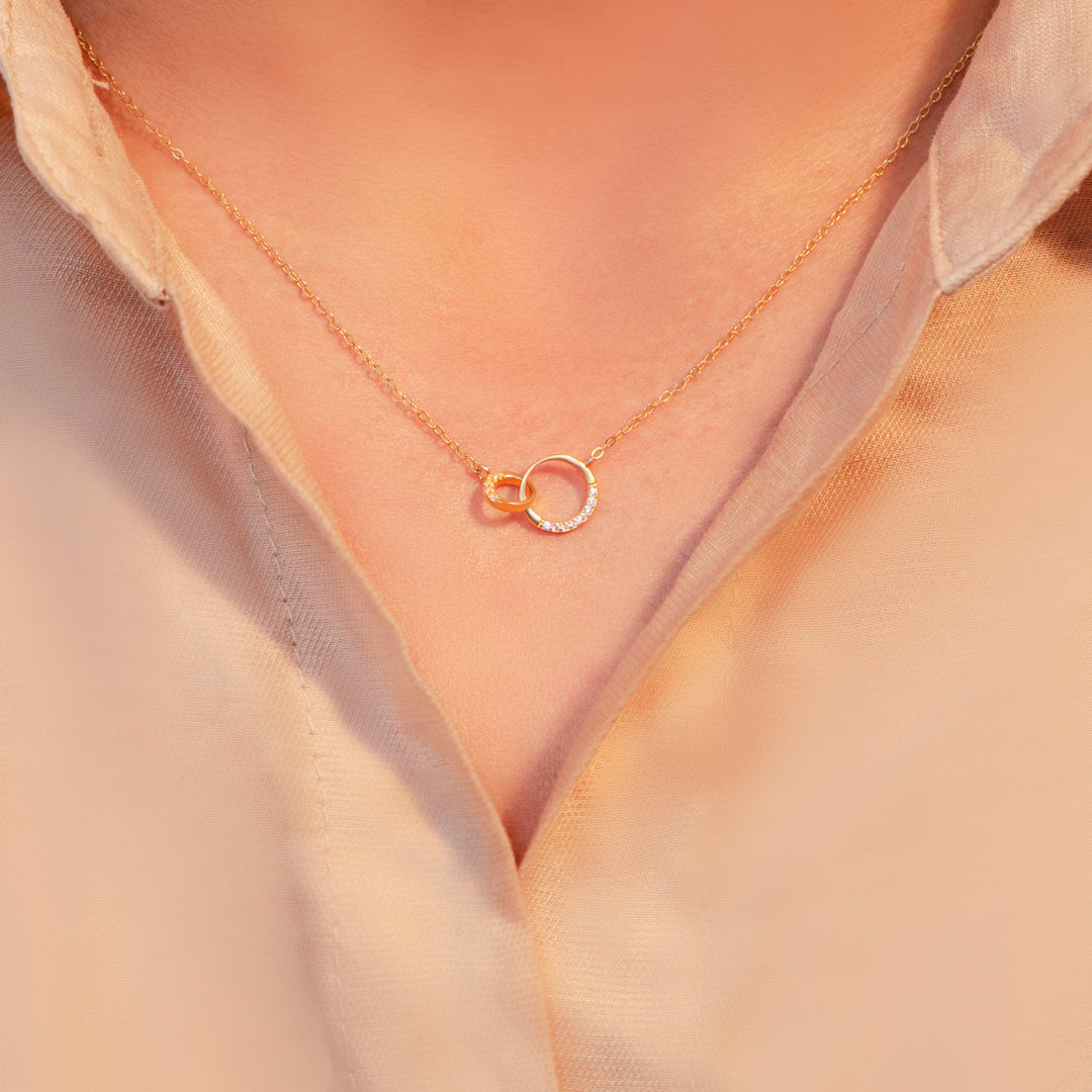 "The love between a grandmother and granddaughter is forever" Double Ring Necklace