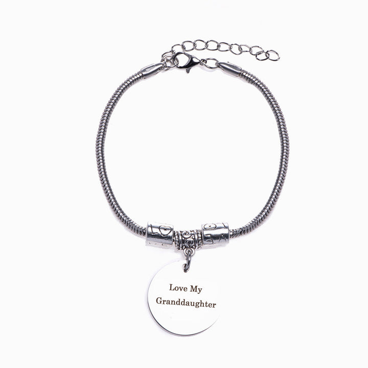 To My Granddaughter "The love between a grandmother and granddaughter is forever" Charm Bracelet