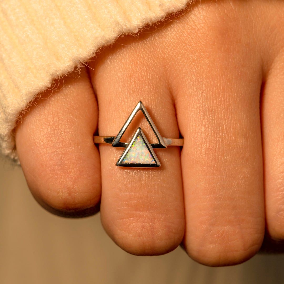 To My Daughter "You will move upwards" Triangle Opal Ring