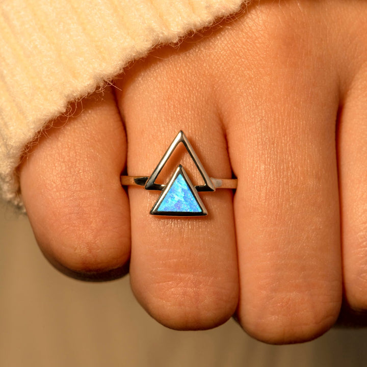 To My Daughter "Forge ahead this year with novel objectives" Triangle Opal Ring