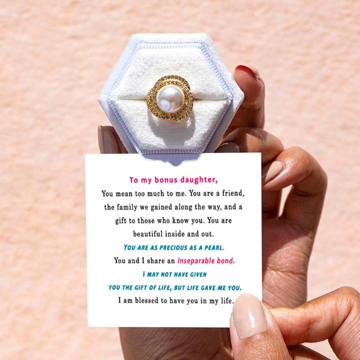 To My Bonus Daughter "You are precious" Pearl Ring