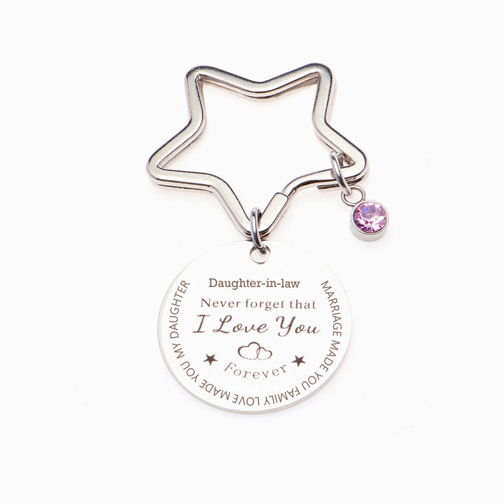 "Marriage made you family, love made you my daughter" Star Key Ring