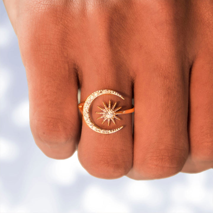 "When the sun goes down, the moon and the stars come out." Adjustable Ring