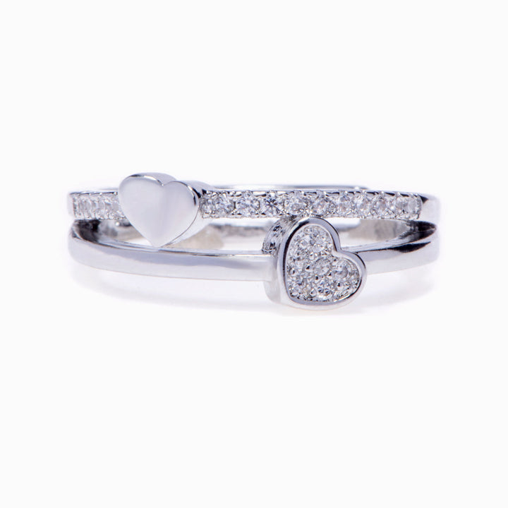 To My Daughter "Love Forever" Double Heart Ring