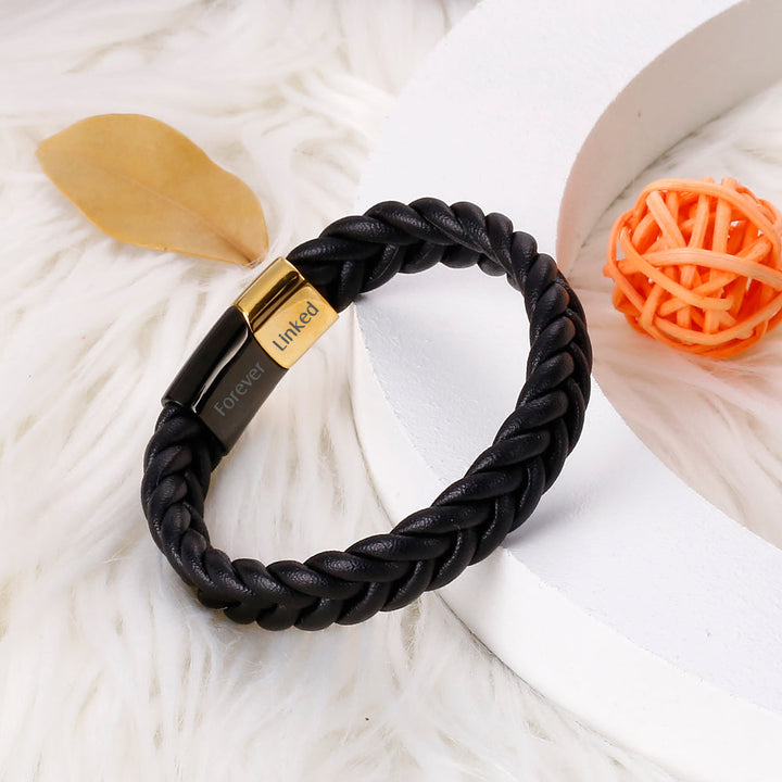 To My Son "A link that can never be undone" Leather Braided Bracelet