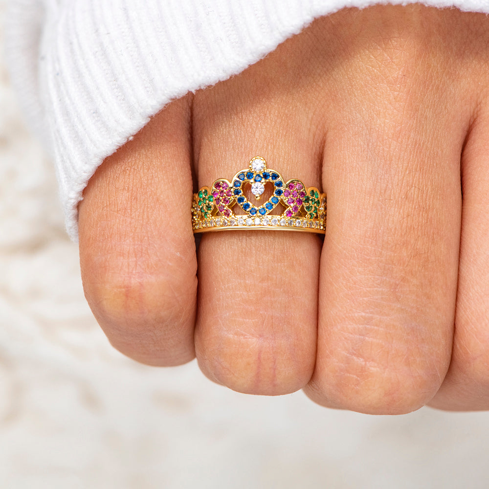 To My Daughter "There are no full stops in loving you, only commas" Heart Crown Ring