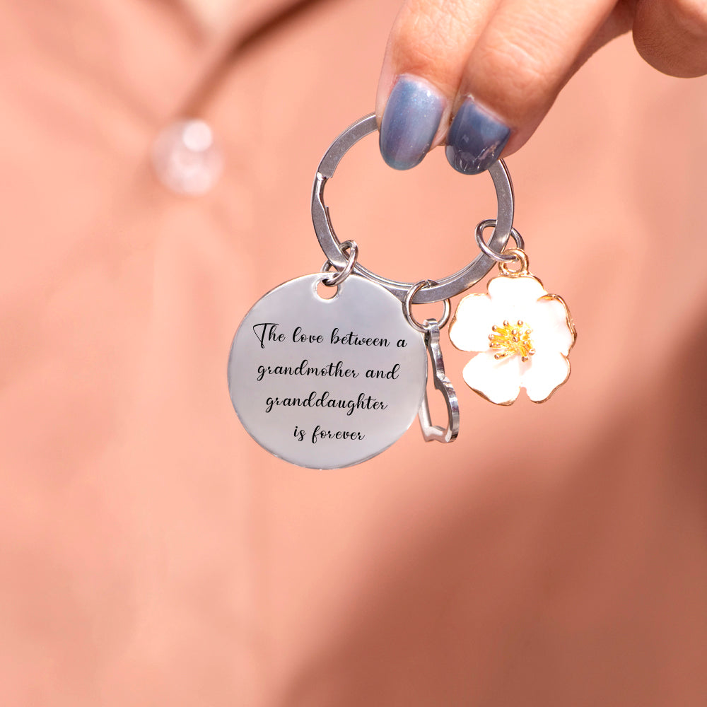 To My Granddaughter "You are always in my heart " Petal Key Ring