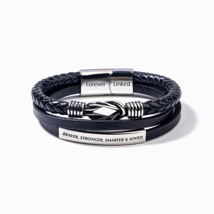 To My Grandson "BRAVER, STRONGER, SMARTER & LOVED" Leather Braided Bracelet