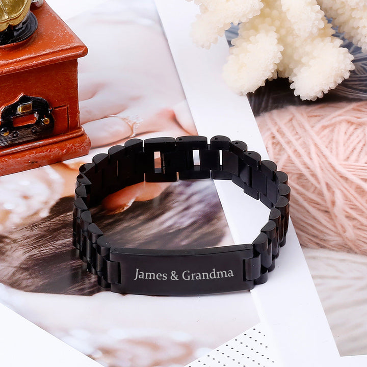 [Custom Name] To My Grandson "Forever Love" Men's Bracelet