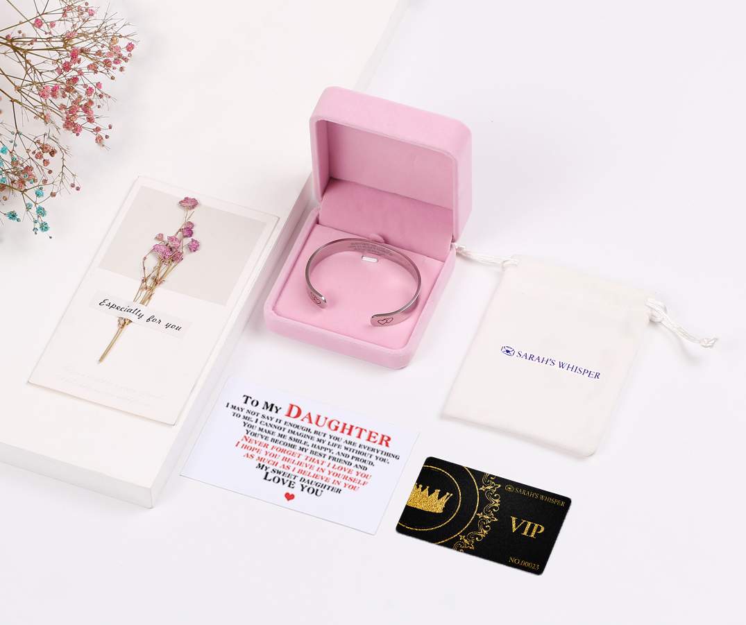 To My Daughter "Never forget that I LOVE YOU I hope you BELIEVE IN YOURSELF as much as I BELIEVE IN YOU" Double Heart Bracelet - SARAH'S WHISPER