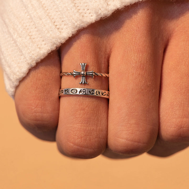 To My Daughter "PRAY ON IT PRAY OVER IT & PRAY THROUGH IT" Adjustable Cross Chain Ring