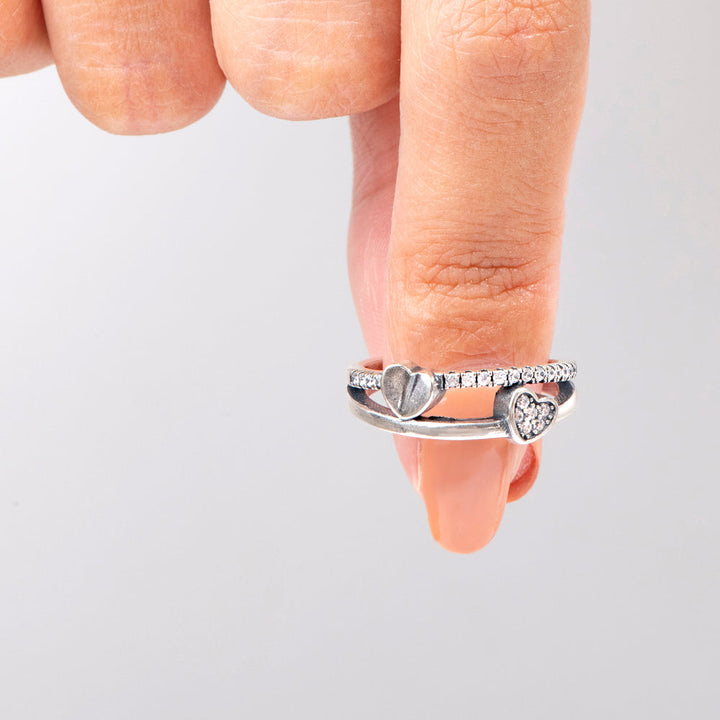 To My Daughter " I love you to the moon and back" Double Heart Ring