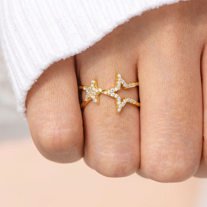 To My Granddaughter "The love between a grandmother and granddaughter will shine forever" Double Star Ring