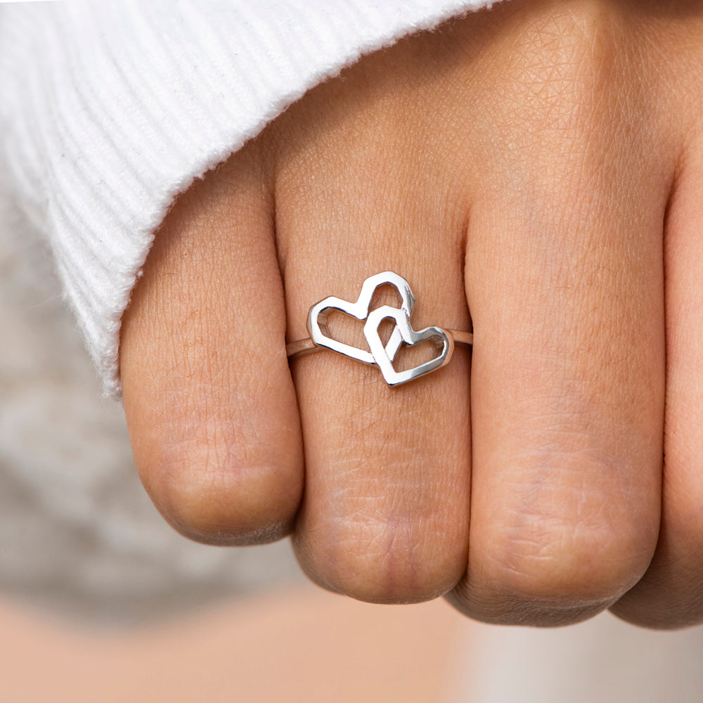 To My Grandddaughter "Love Forever" Double Heart Ring