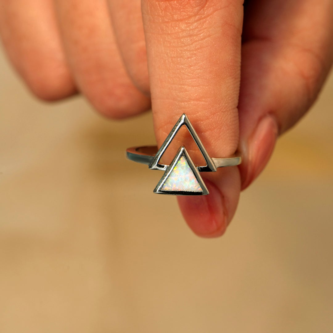 To My Daughter "You will move upwards" Triangle Opal Ring