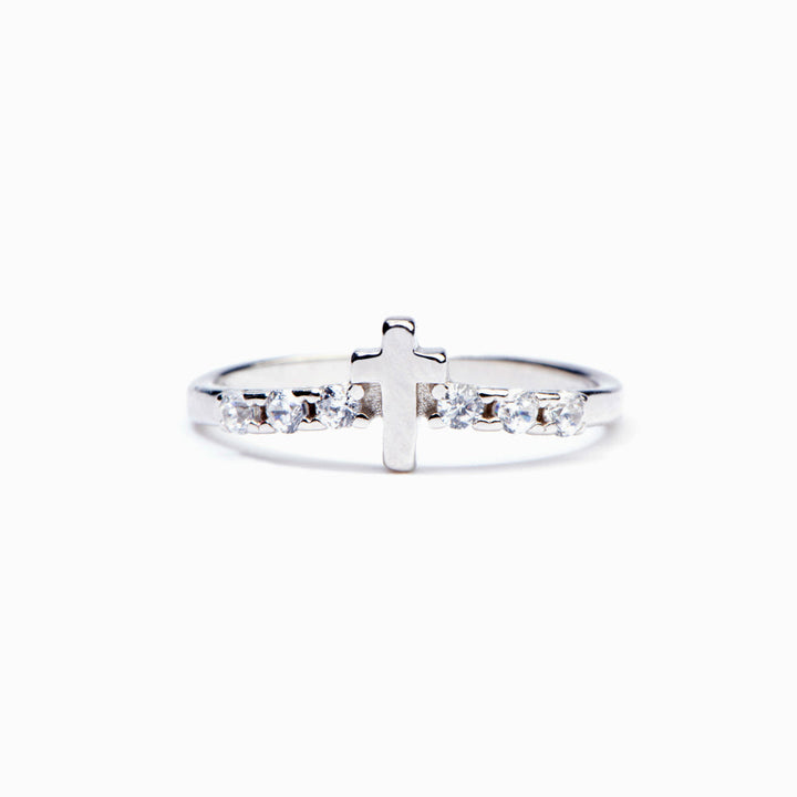 "Have faith and pray always" Cross Ring