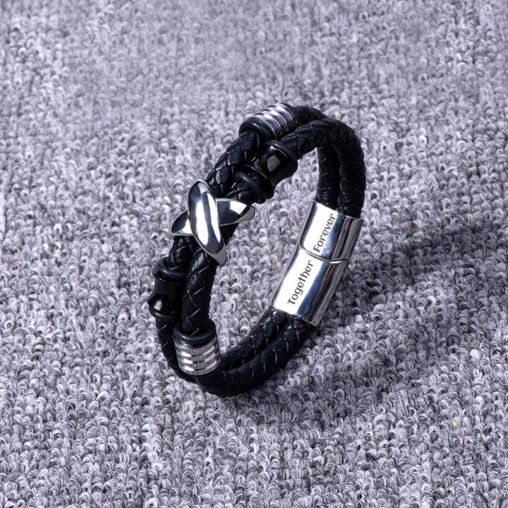 To My Son "A BOND THAT CAN'T BE BROKEN" Leather Braided Bracelet