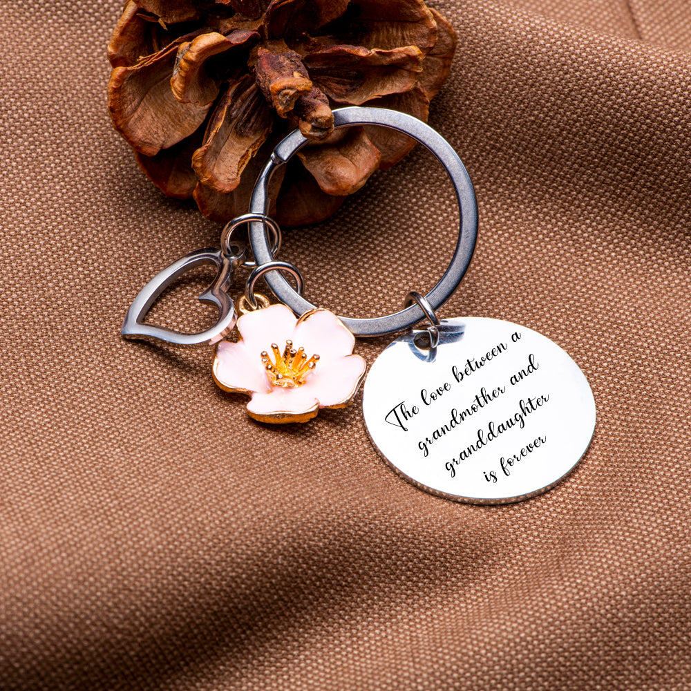 To My Granddaughter "You are always in my heart " Petal Key Ring