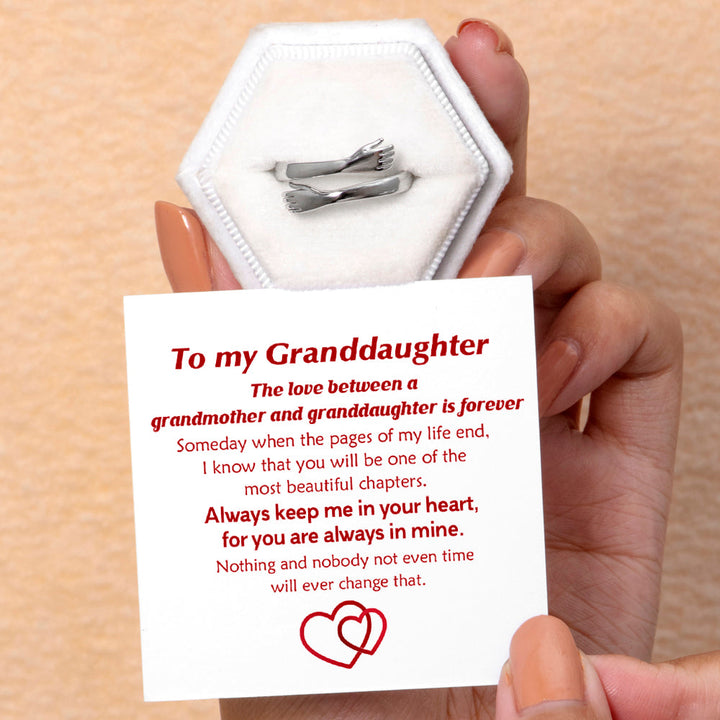 To My Granddaughter "Aways in my heart" Hug Ring
