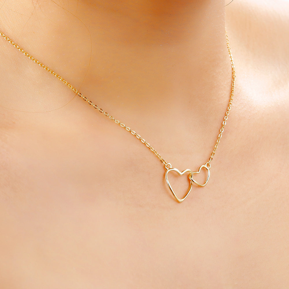 To My Granddaughter "Forever Linked" Double Heart Necklace