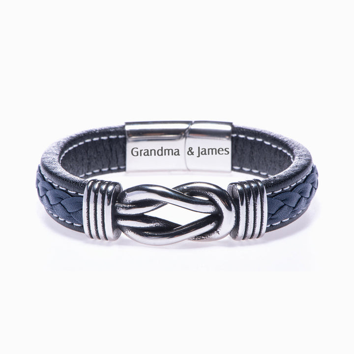 [Custom Name] To My Grandson "STAY STRONG, BE CONFIDENT & JUST DO YOUR BEST" Leather Braided Bracelet