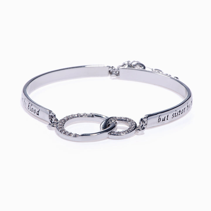 To My Best Friend "Not Sisters By Blood But Sisters By Heart" Double Ring Bracelet