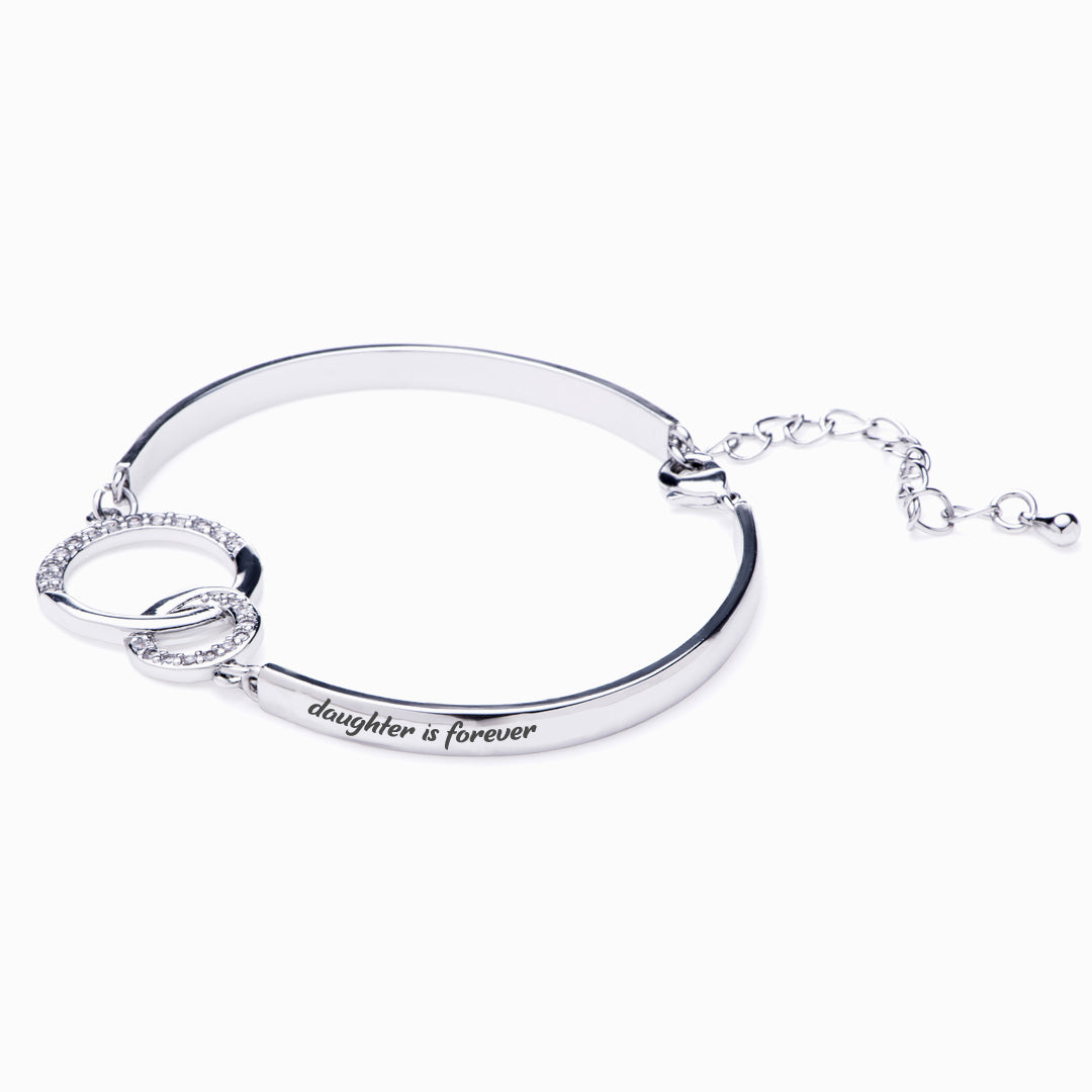 To My Daughter "Mother and Daughter Forever Linked Together" Double Ring Bracelet