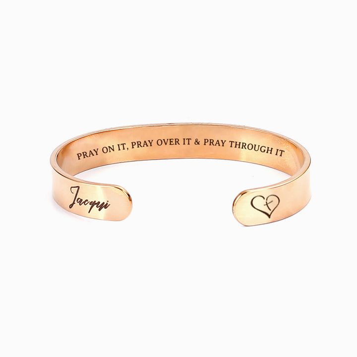 [Custom Name] To My Daughter "PRAY ON IT, PRAY OVER IT & PRAY THROUGH IT" Cross Bracelet