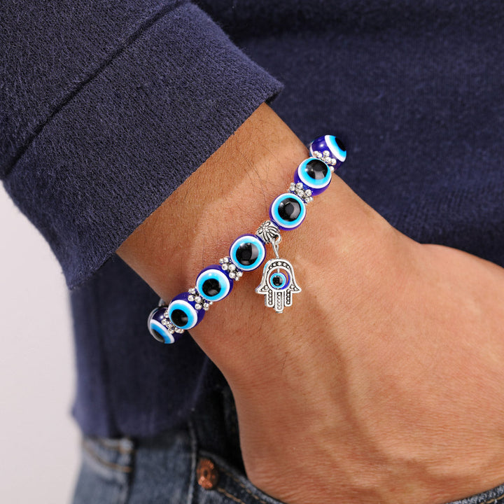 Eye Bracelet with resin material and plated finish, symbolizing protection and support for a son's dreams.