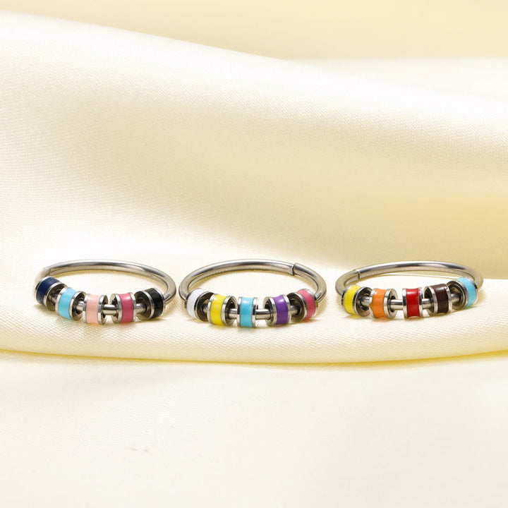 S925 sterling silver fidget ring with colorful beads for anxiety relief, perfect gift for daughter. Comes with an inspiring message card, gift box, and bag.