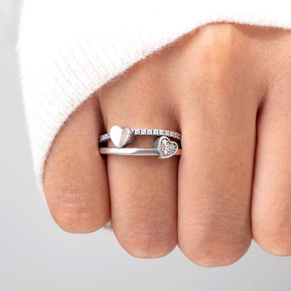 To My Daughter " I love you to the moon and back" Double Heart Ring