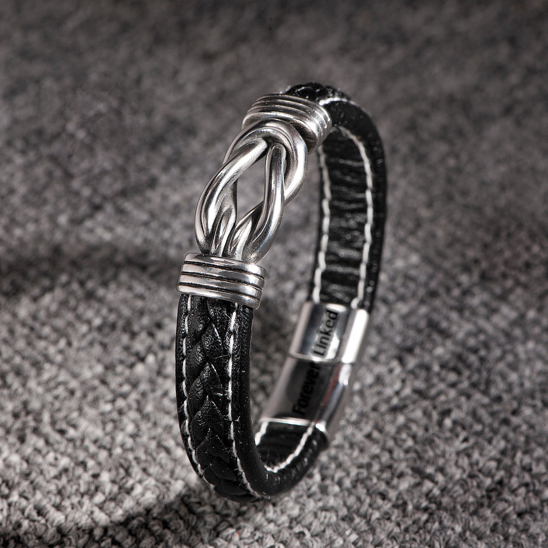 "LINKED BY THE HEART" Leather Braided Bracelet