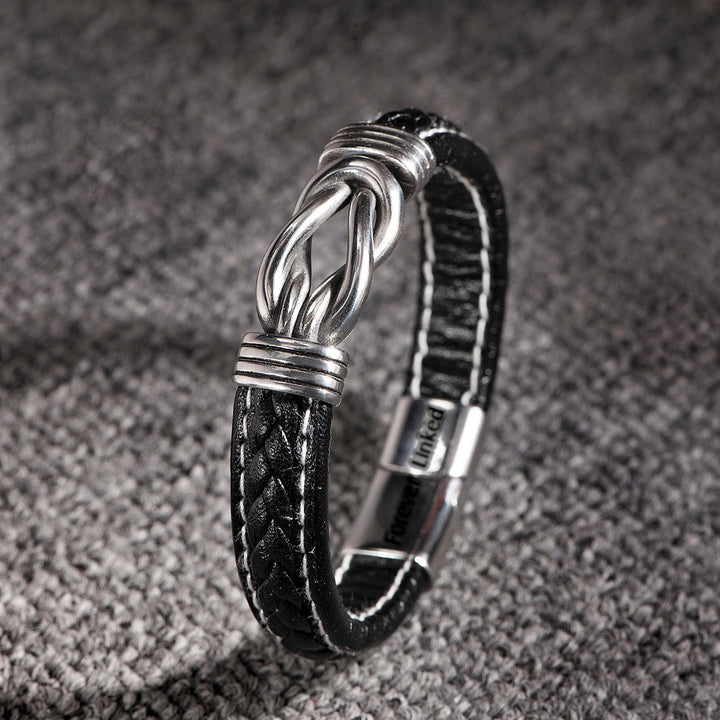 To Our Grandson "Forever Linked Together" Leather Braided Bracelet