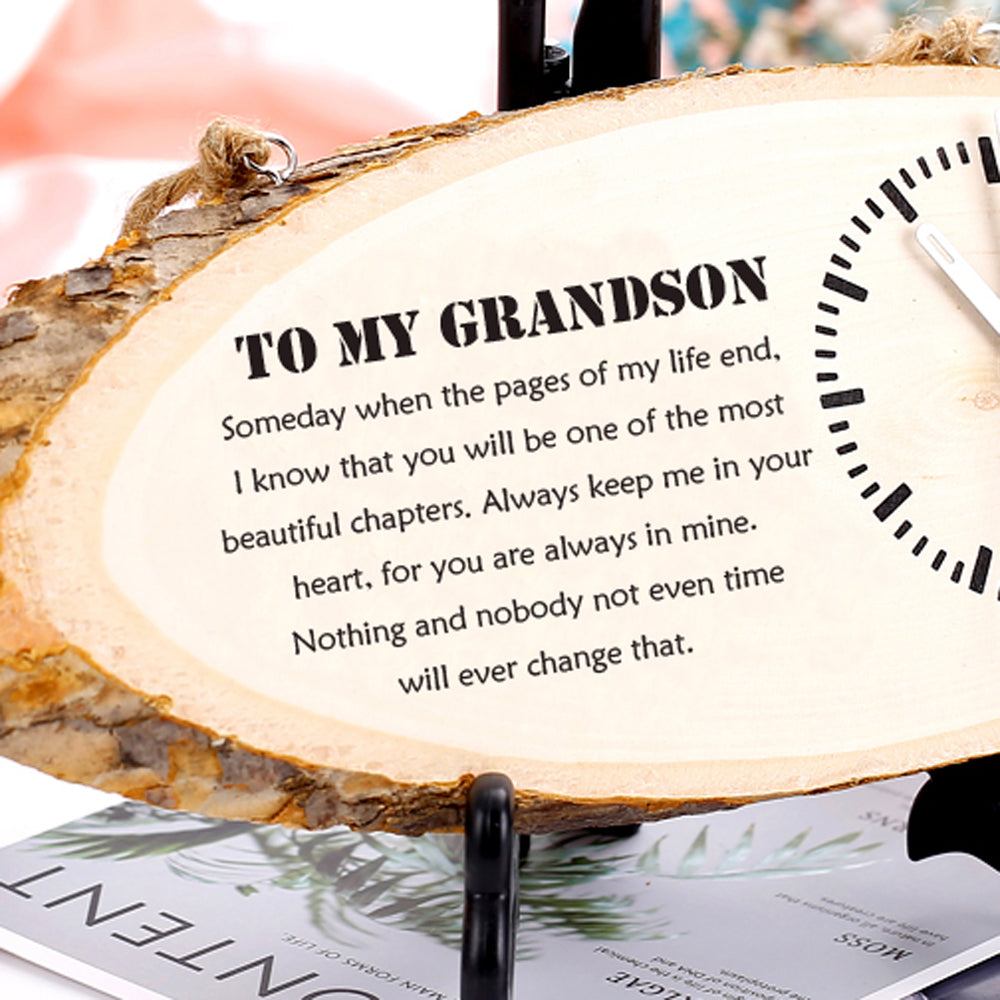 To My Grandson "Beautiful Chapter" Love Clock