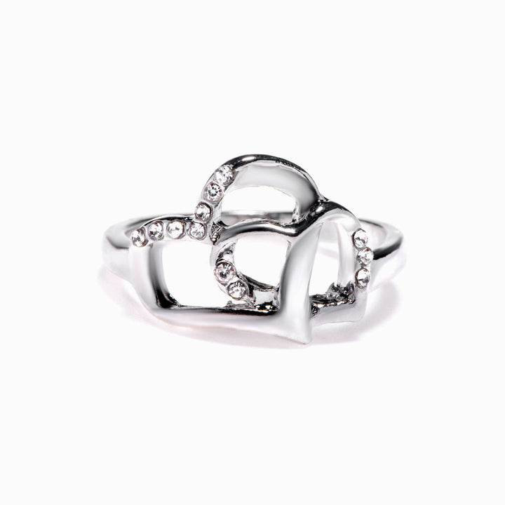 To My Daughter "Forever Linked Together" Double Heart Ring